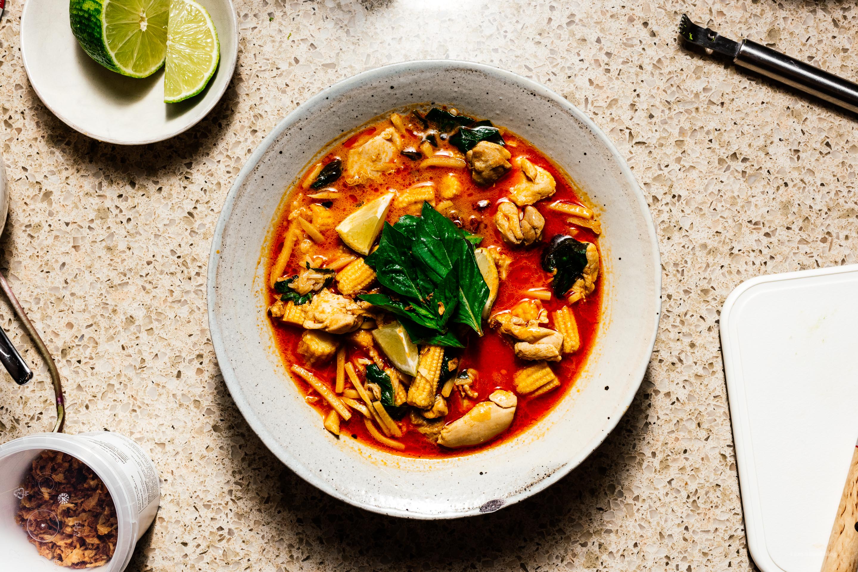 Coconut Braised Thai Red Curry with Chicken and Bamboo Shoots