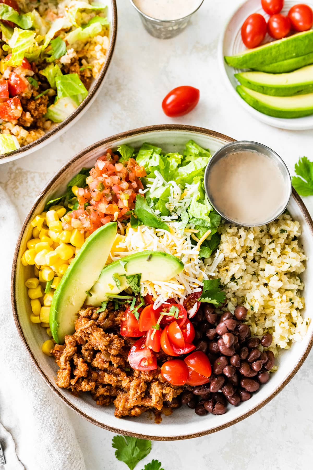 Paleo Breakfast Taco Bowl with Ground Turkey and Avocado