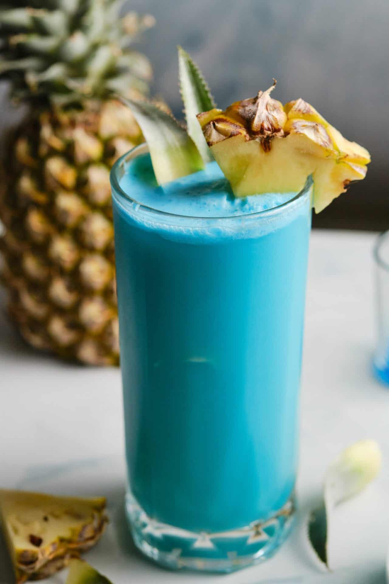 Frozen Blue Hawaiian Cocktail with Pineapple and Coconut