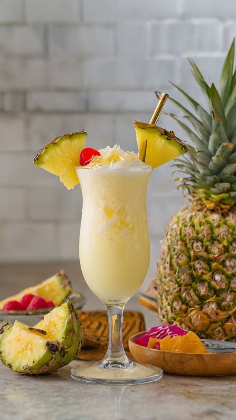 Frozen Piña Colada with Fresh Pineapple and Coconut Cream
