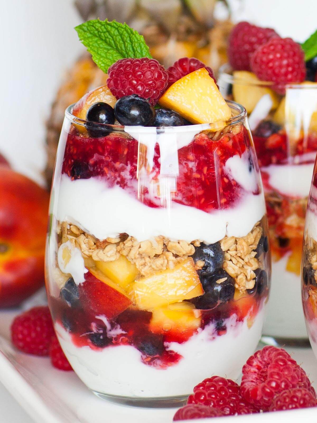 Quick No-Bake Yogurt Fruit Parfait with Honey Granola