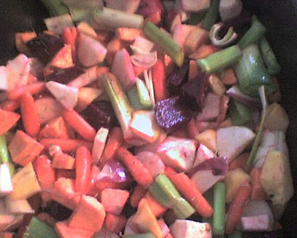 Shrimp and Roasted Root Vegetable Bake with Rosemary
