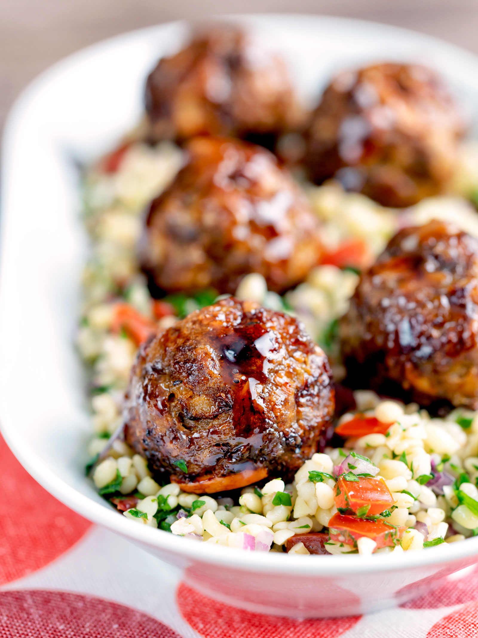 Moroccan-Spiced Ground Beef Meatballs with Harissa Tomato Sauce
