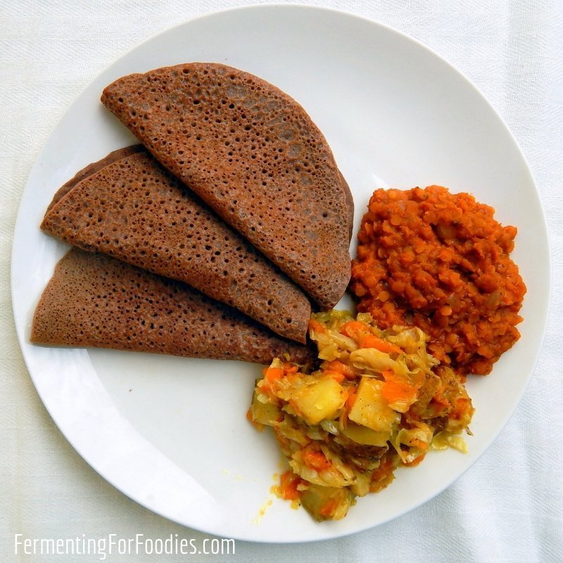 Injera Sourdough Flatbread with Teff and Wheat Flour