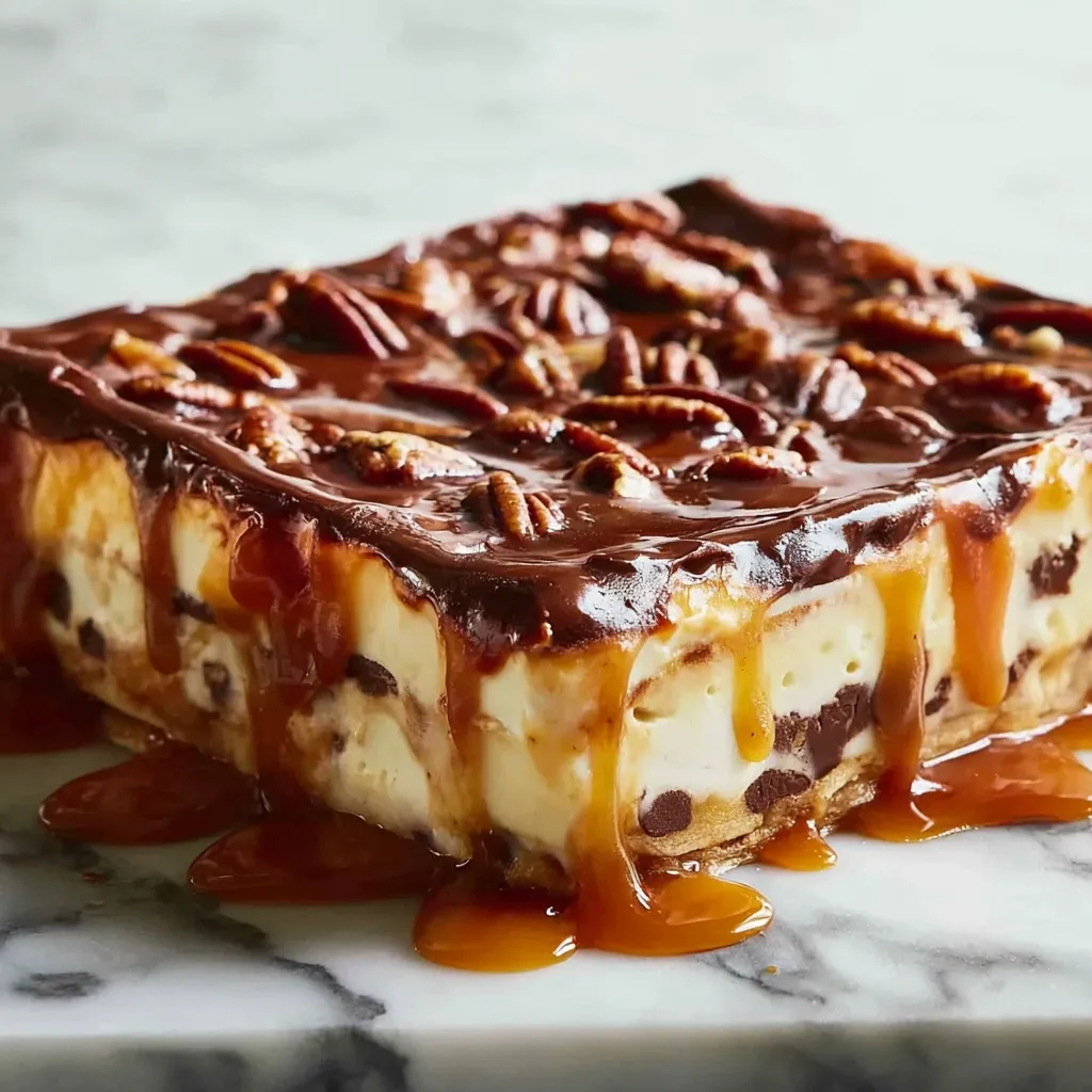 Caramel Lasagna with Cream Cheese and Chocolate Drizzle