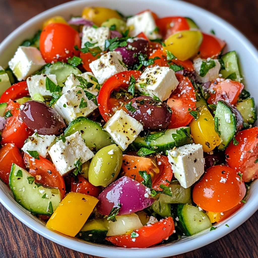 Chopped Mediterranean Greek Salad with Feta and Kalamata Olives