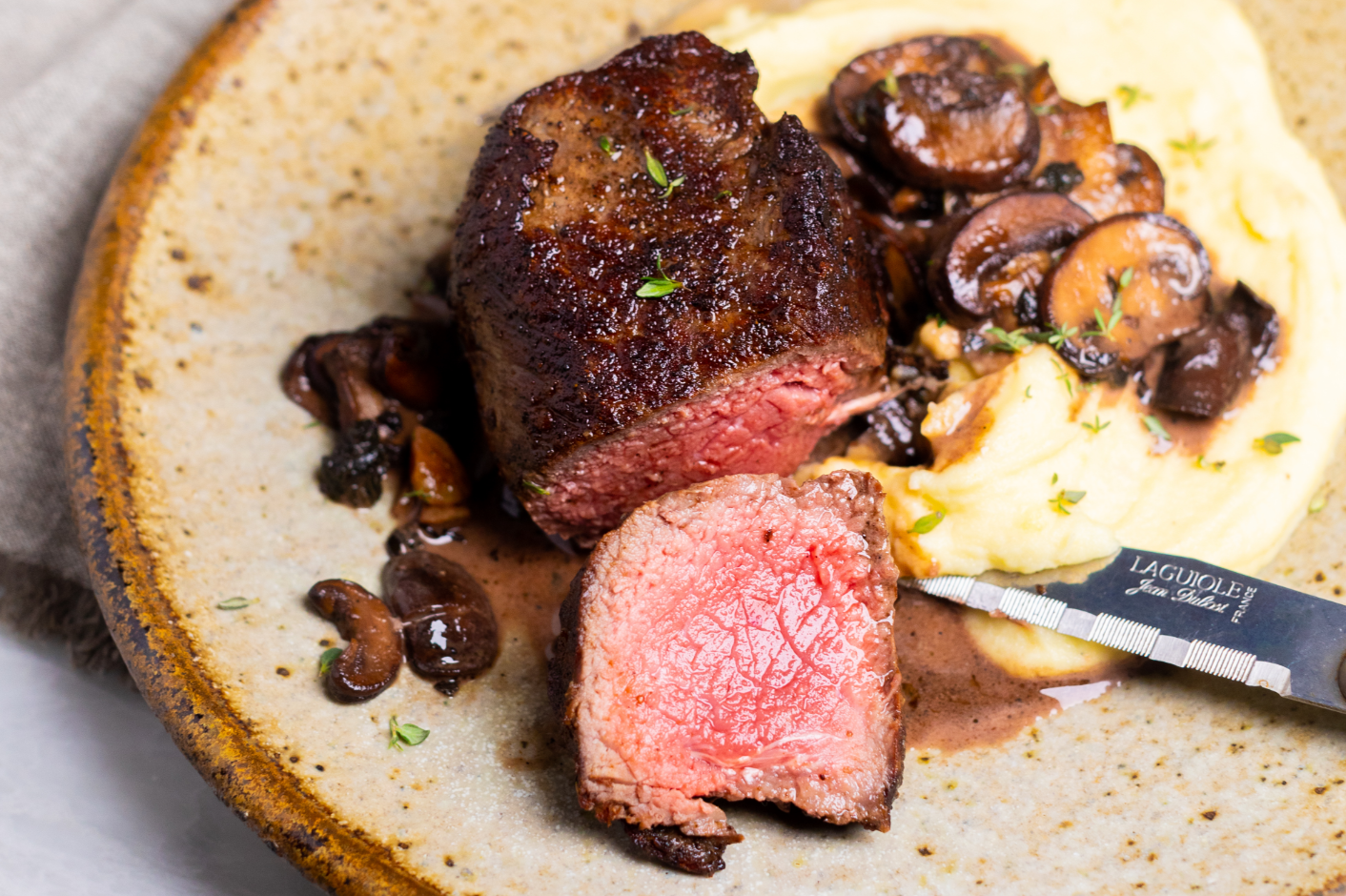 Stuffed Filet Mignon with Red Wine Mushroom Sauce