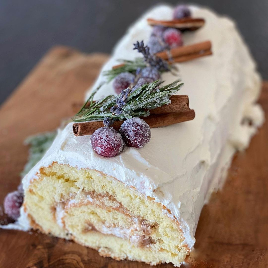 Bûche de Noël Yule Log with Chestnut Buttercream