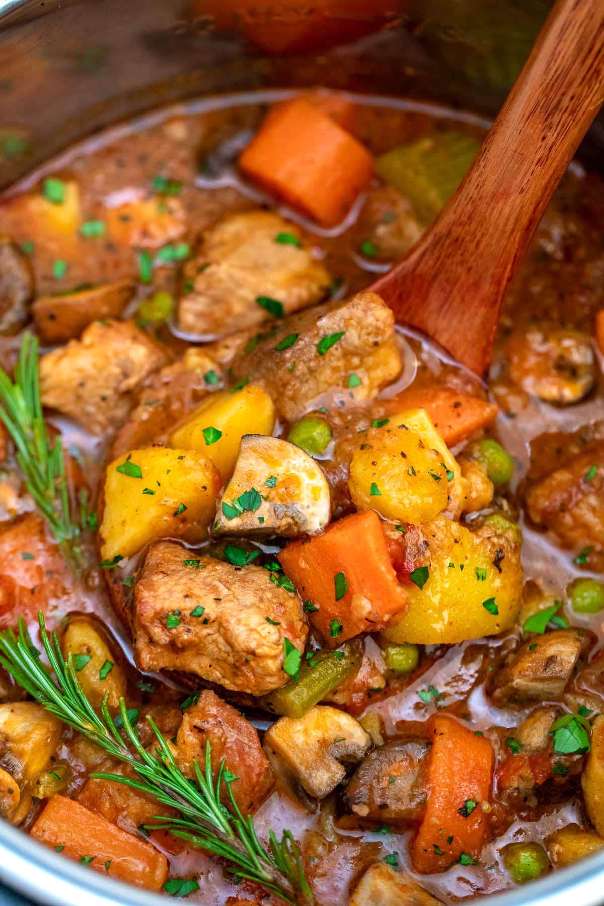 Instant Pot Keto Pork Stew with Bone Broth and Chayote