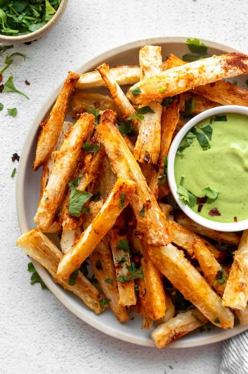 Fried Cassava Sticks with Spicy Garlic Aioli