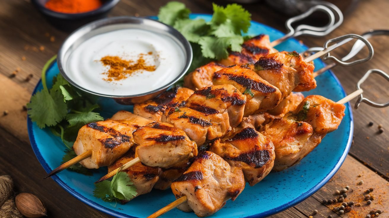 Tandoori-Spiced Chicken Tikka Skewers with Yogurt Marinade