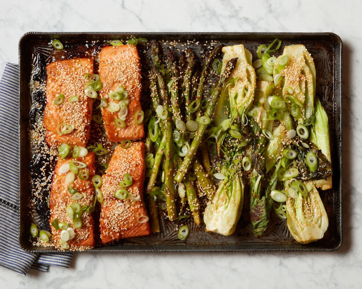Pan-Seared Salmon with Honey-Miso Glaze and Bok Choy