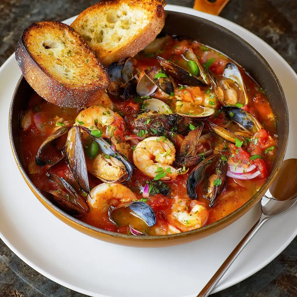 Sourdough Cioppino with Garlic-Tarragon Toasts