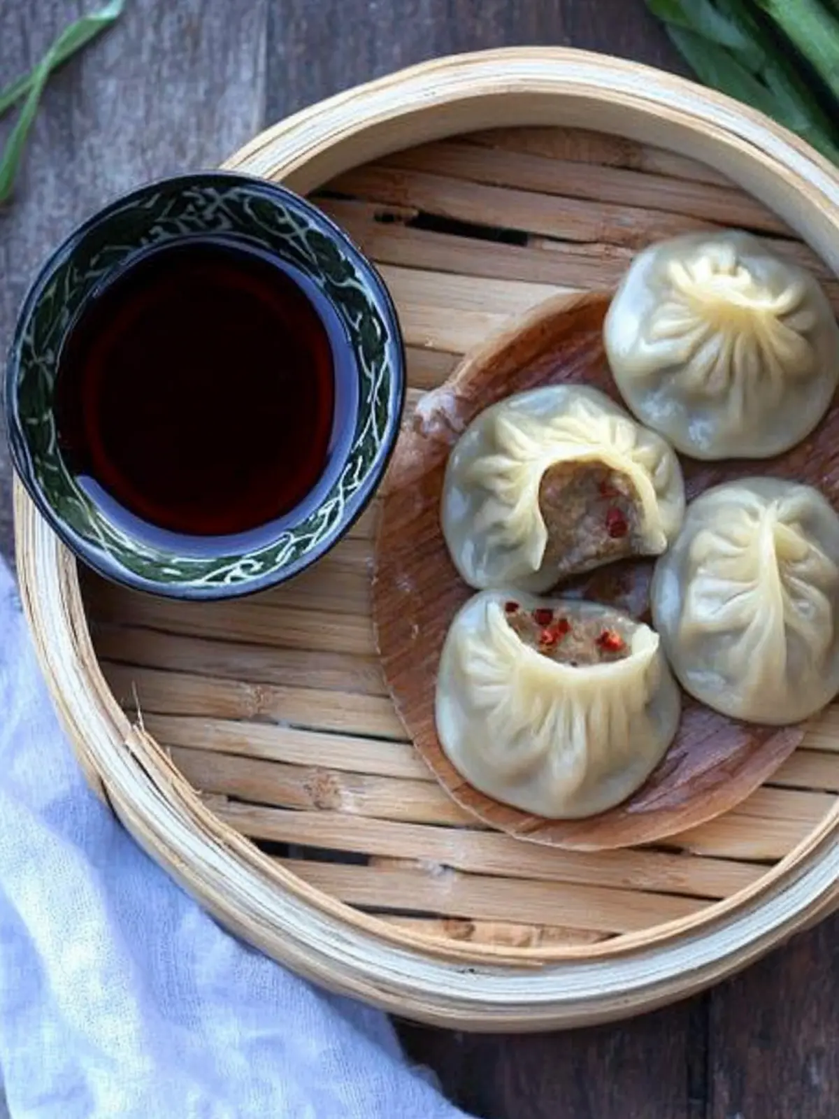 Steamed Buuz Dumplings with Ground Lamb and Onion
