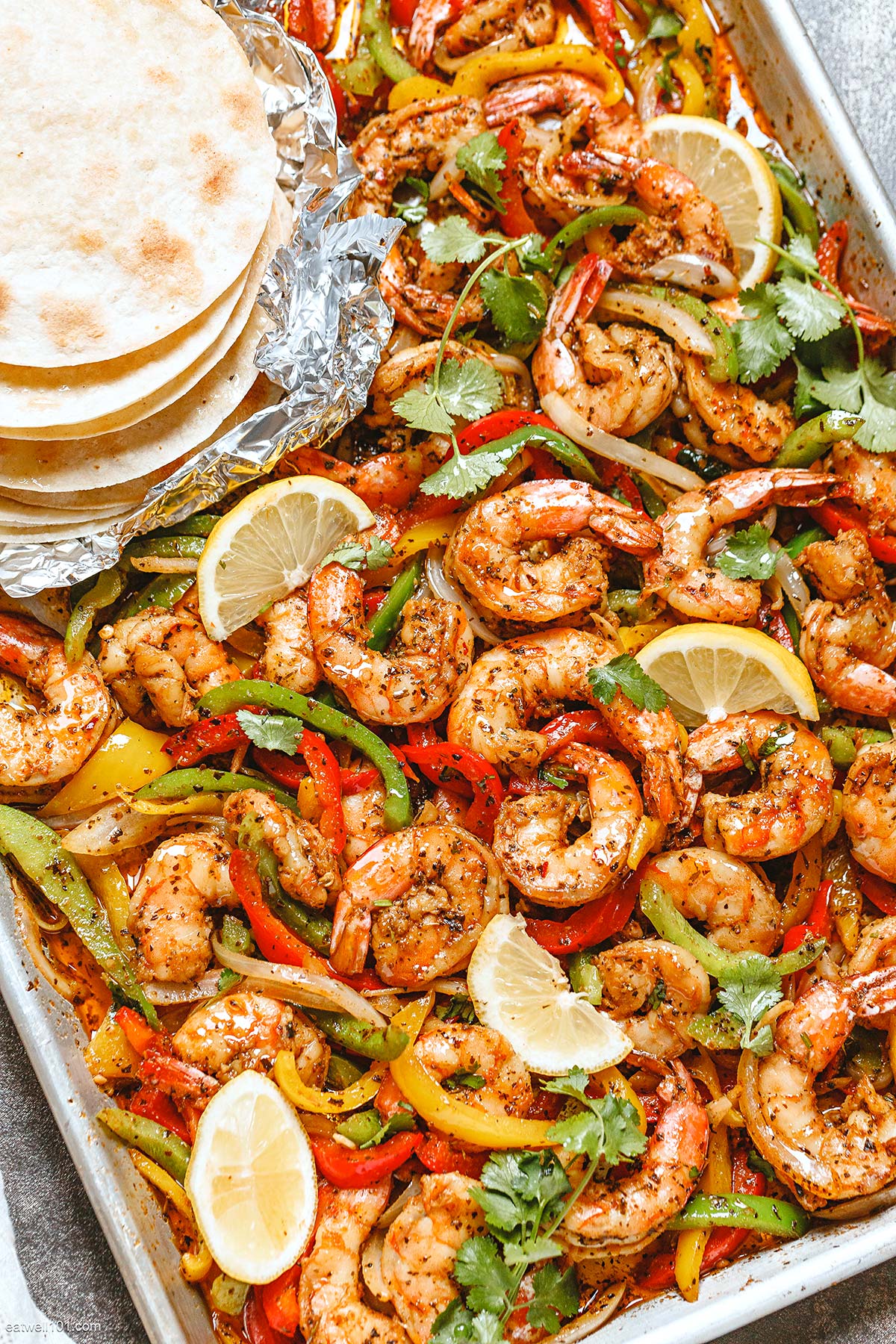 Spiced Shrimp Fajita Sheet Pan Dinner