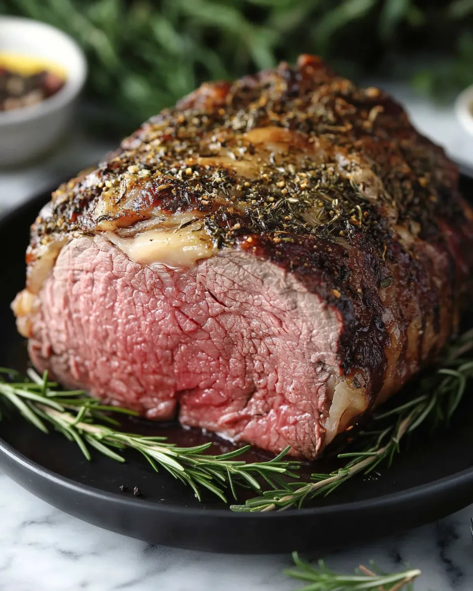 Slow-Roasted Prime Rib with Rosemary and Dijon Crust