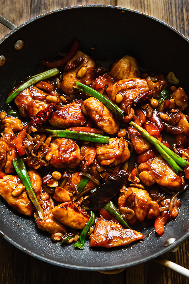 Stir-Fried Sichuan Red Chili Chicken with Garlic and Peanuts