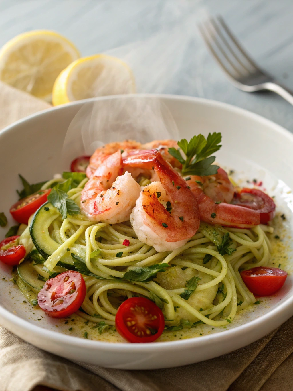Sautéed Garlic Ginger Shrimp with Zucchini Noodles