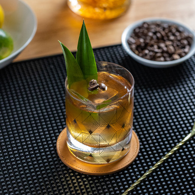 Tiki Old Fashioned with Pineapple Rim
