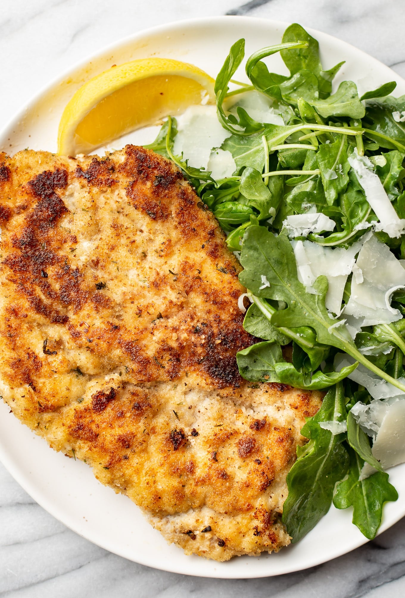 Pan-Seared Chicken Milanese with Lemon Arugula Salad