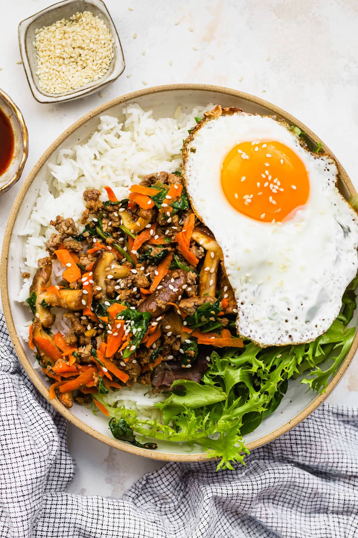 Spicy Korean-Inspired Ground Beef Bibimbap Bowl