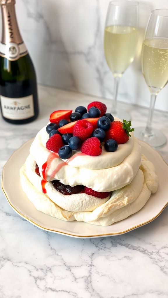 Champagne-Infused Mixed Berry Pavlova
