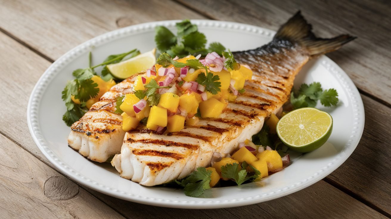 Pan-Seared Mahi-Mahi with Mango Salsa and Lime