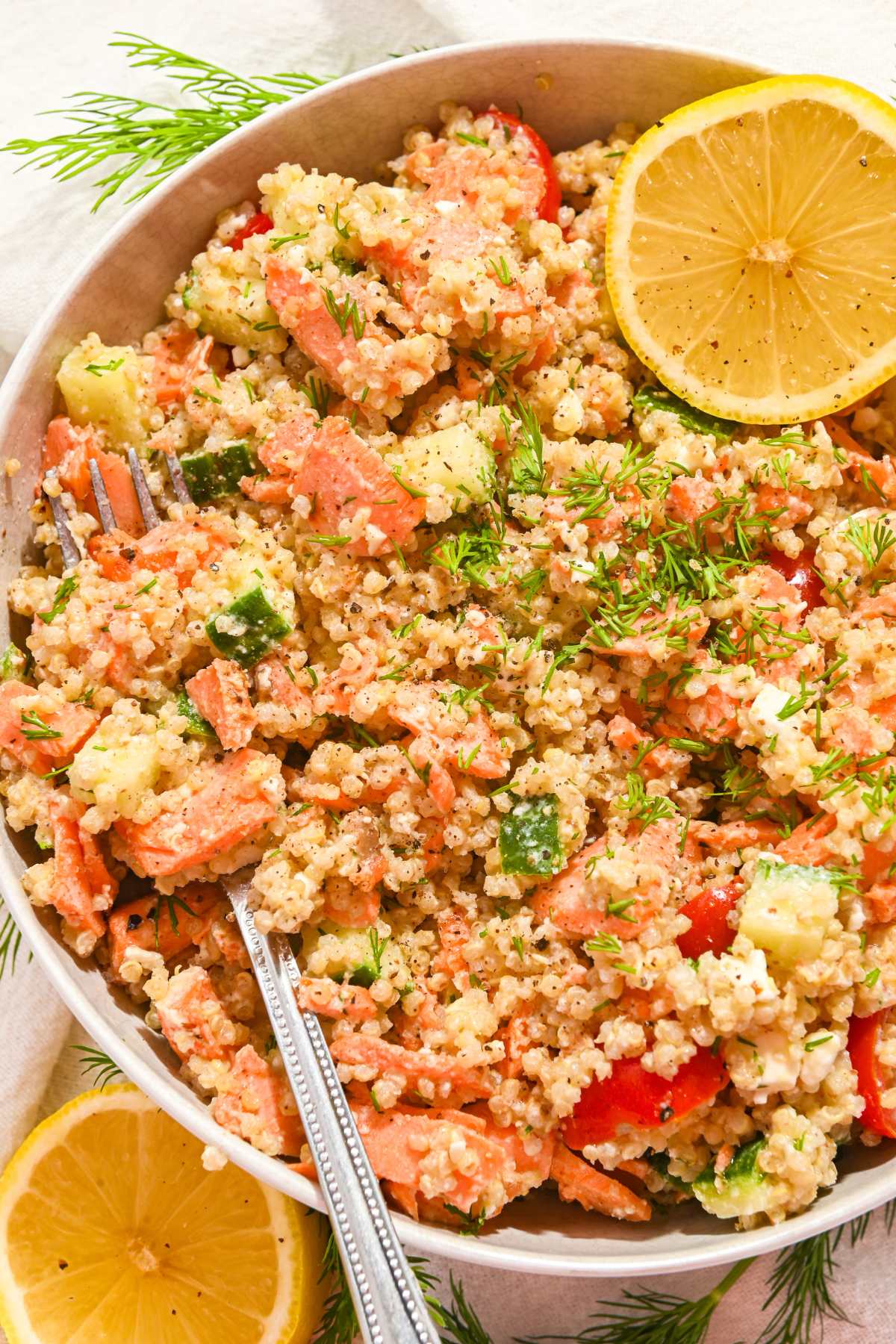 Roasted Lemon-Dill Salmon with Quinoa Salad