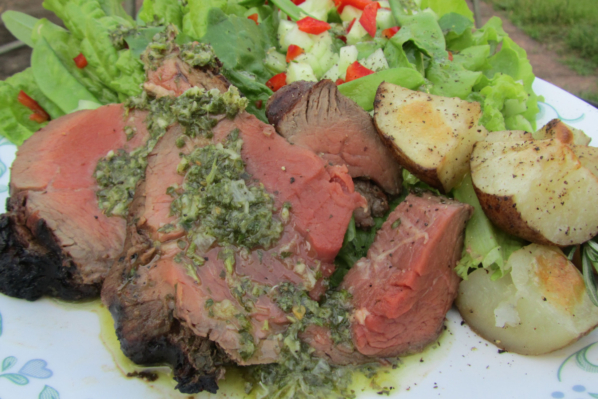 Brazilian-Style Grilled Beef Steak with Chimichurri Sauce