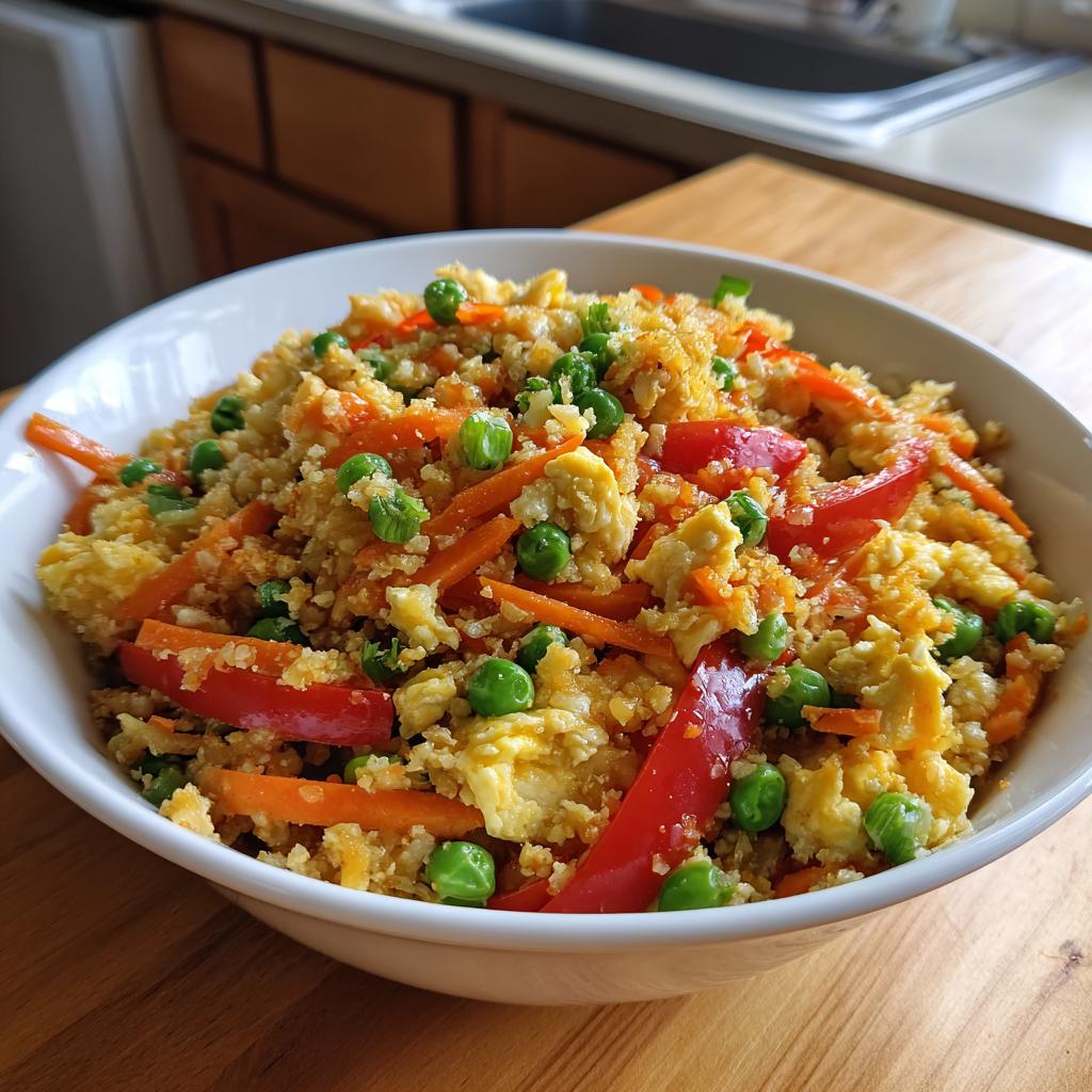 Cauliflower Rice Stir-Fry with Ginger and Mixed Vegetables