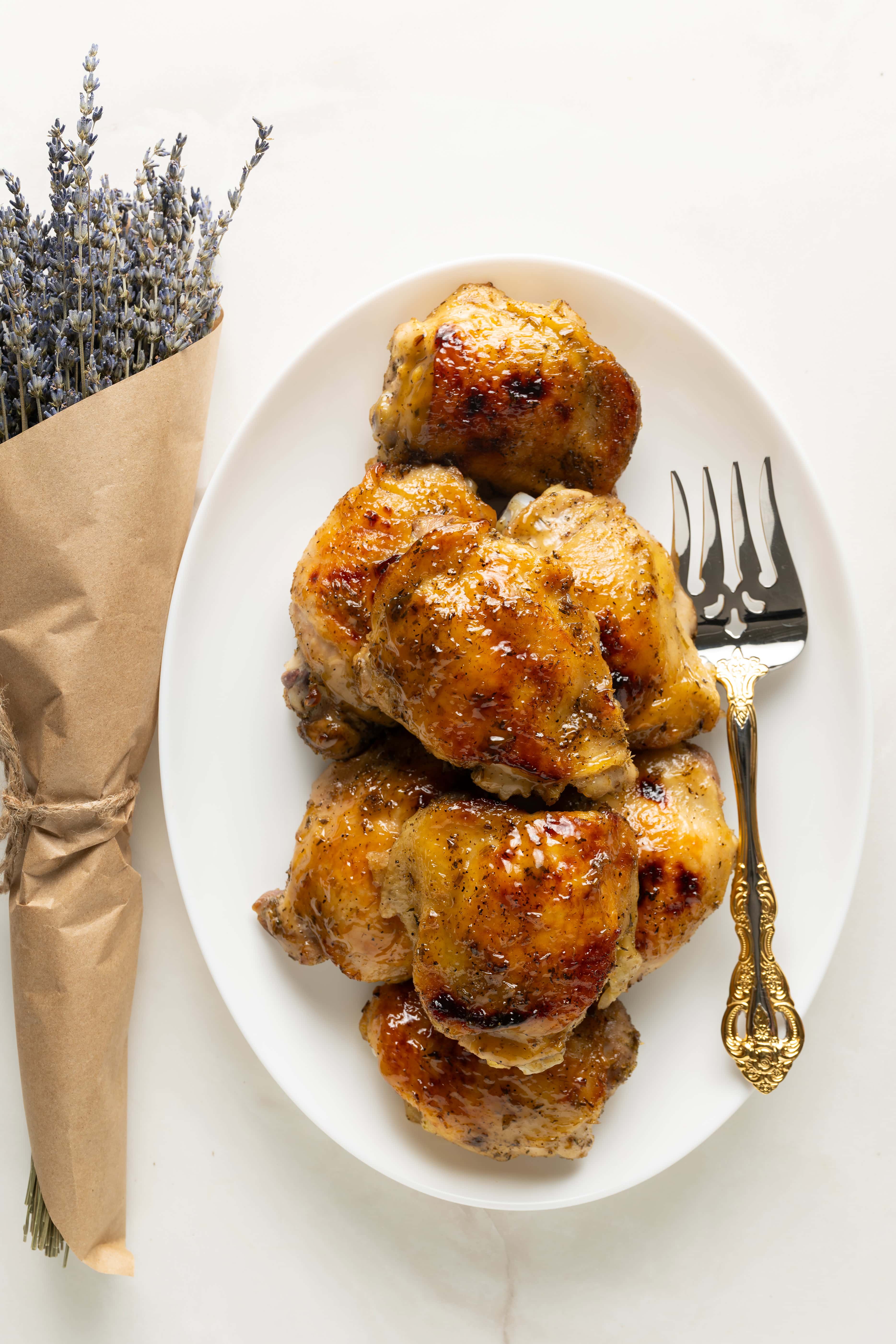 Honey-Lavender Glazed Roast Chicken