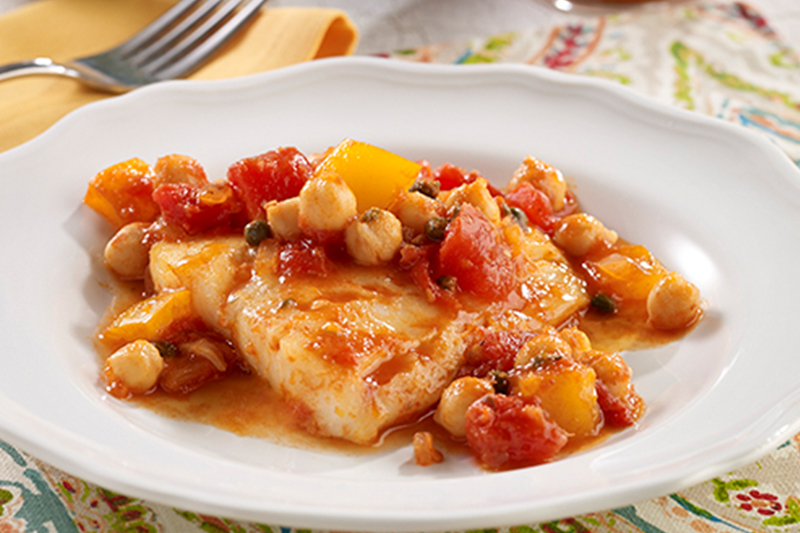 Baked Cod with Harissa and Chickpeas