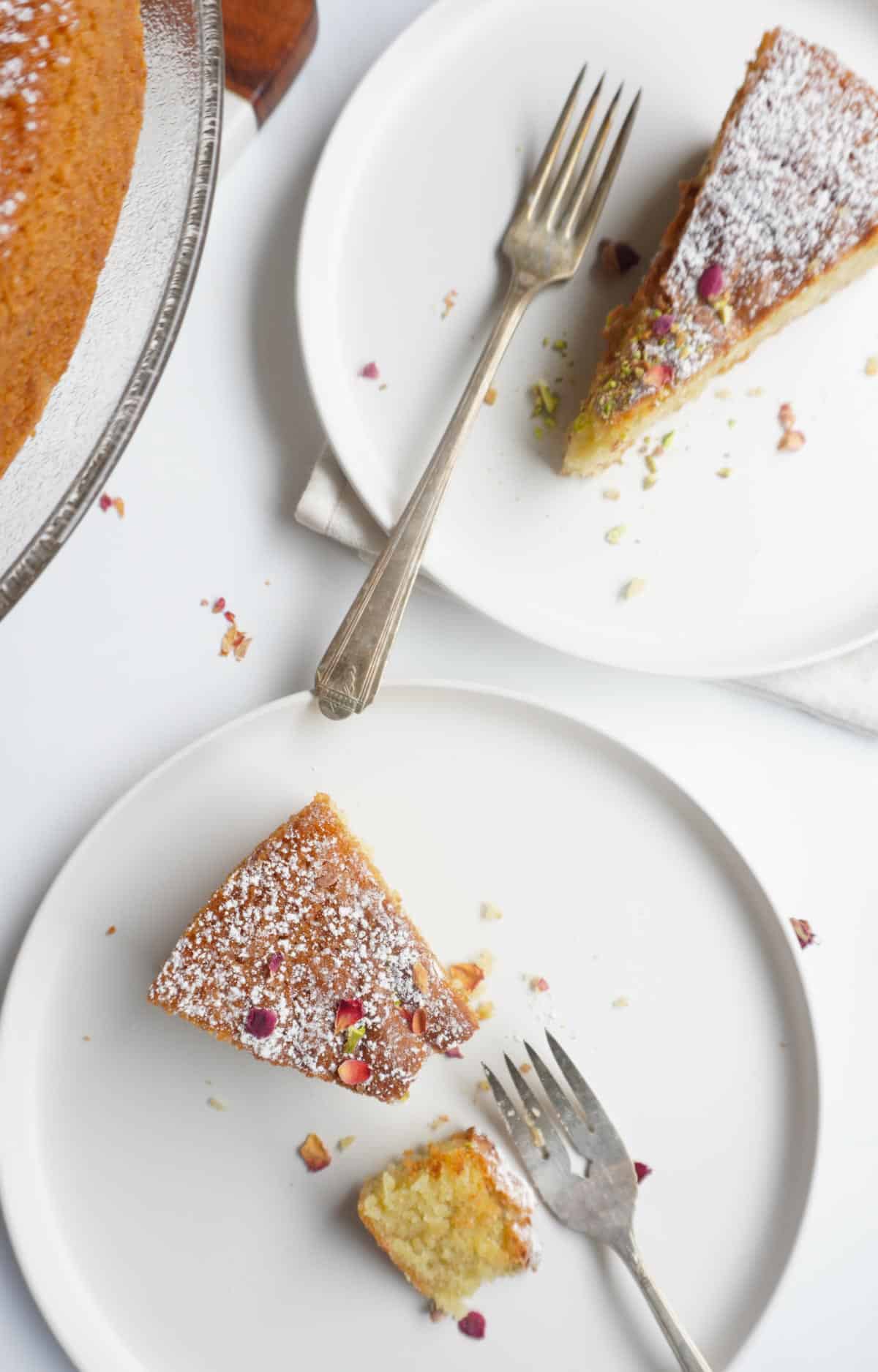 Cardamom-Spiced Semolina Cake with Rose Syrup