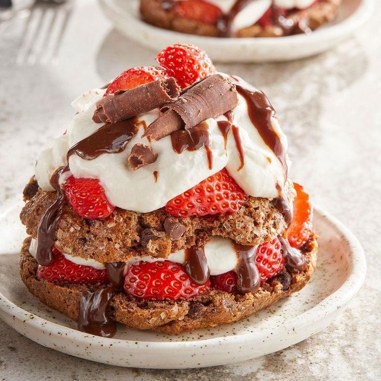 Chocolate-Dipped Strawberry Shortcakes with Rosewater Whipped Cream