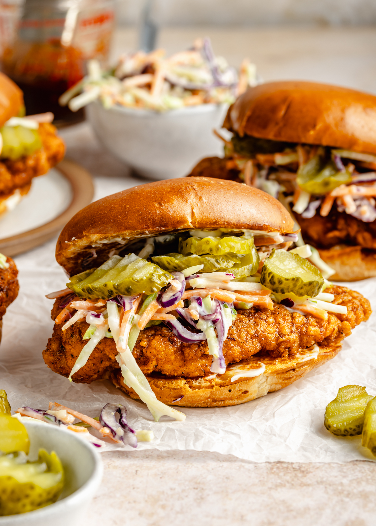 Detroit-Inspired Spicy Chicken Sandwich with Pickled Slaw