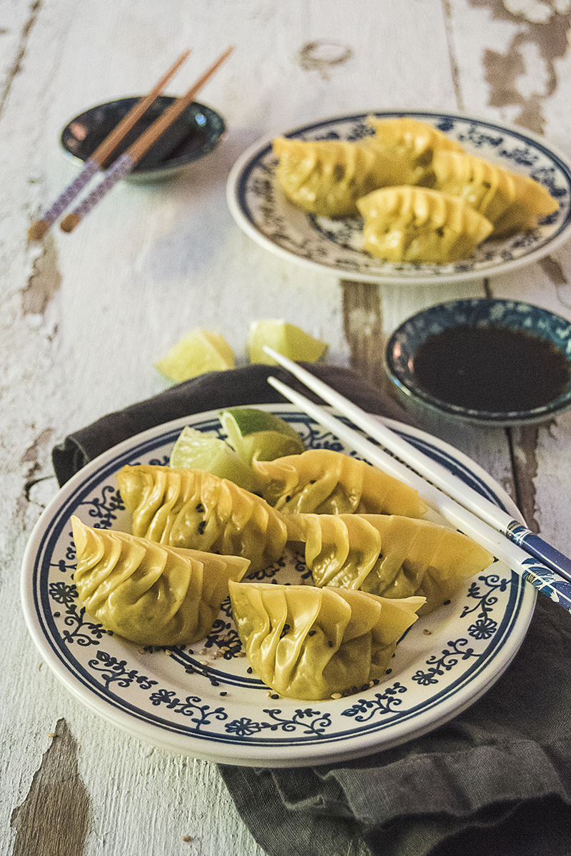 Steamed Edamame Dumplings with Ginger-Sesame Dipping Sauce