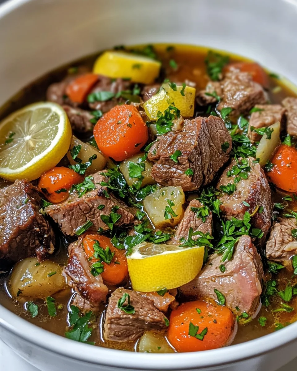 Slow-Cooked Lamb with Aromatic Herbs and Lemon