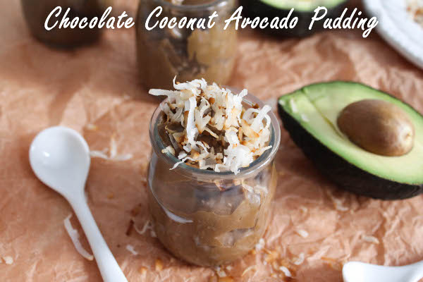 No-Bake Chocolate Avocado Pudding with Toasted Coconut