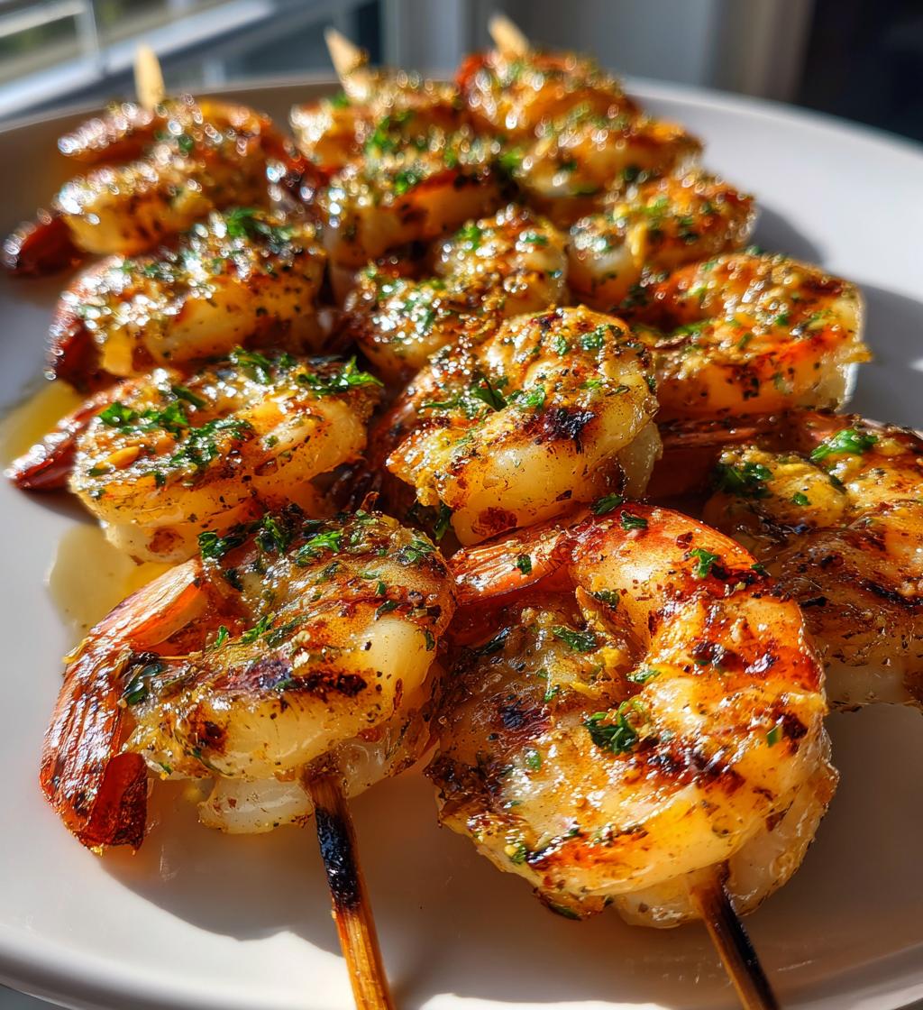 Grilled Lemon-Garlic Shrimp Skewers with Chili Flakes