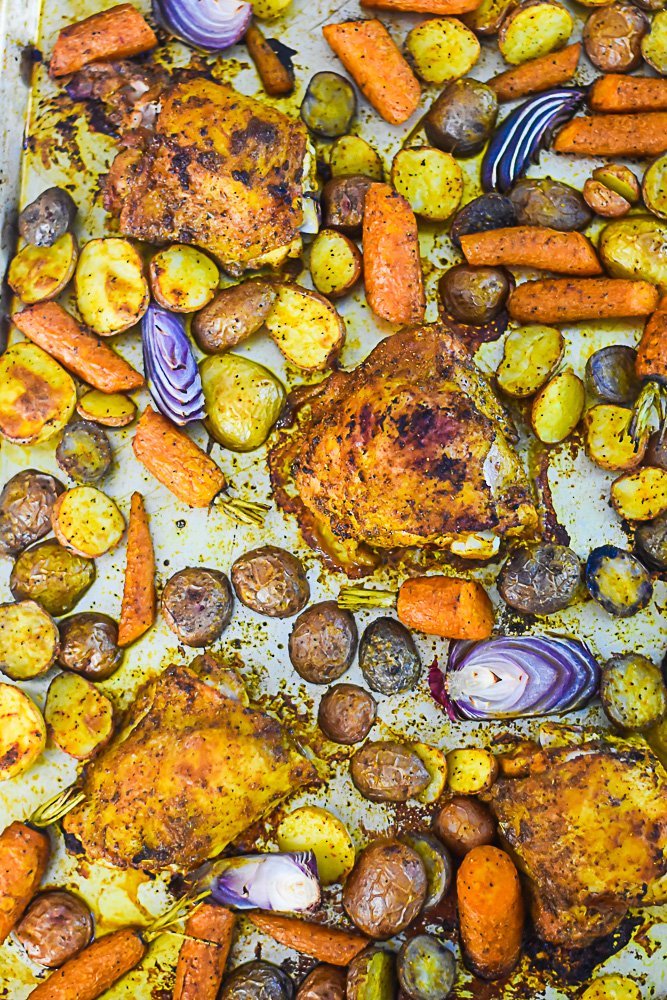 Sheet Pan Moroccan-Spiced Chicken with Roasted Vegetables