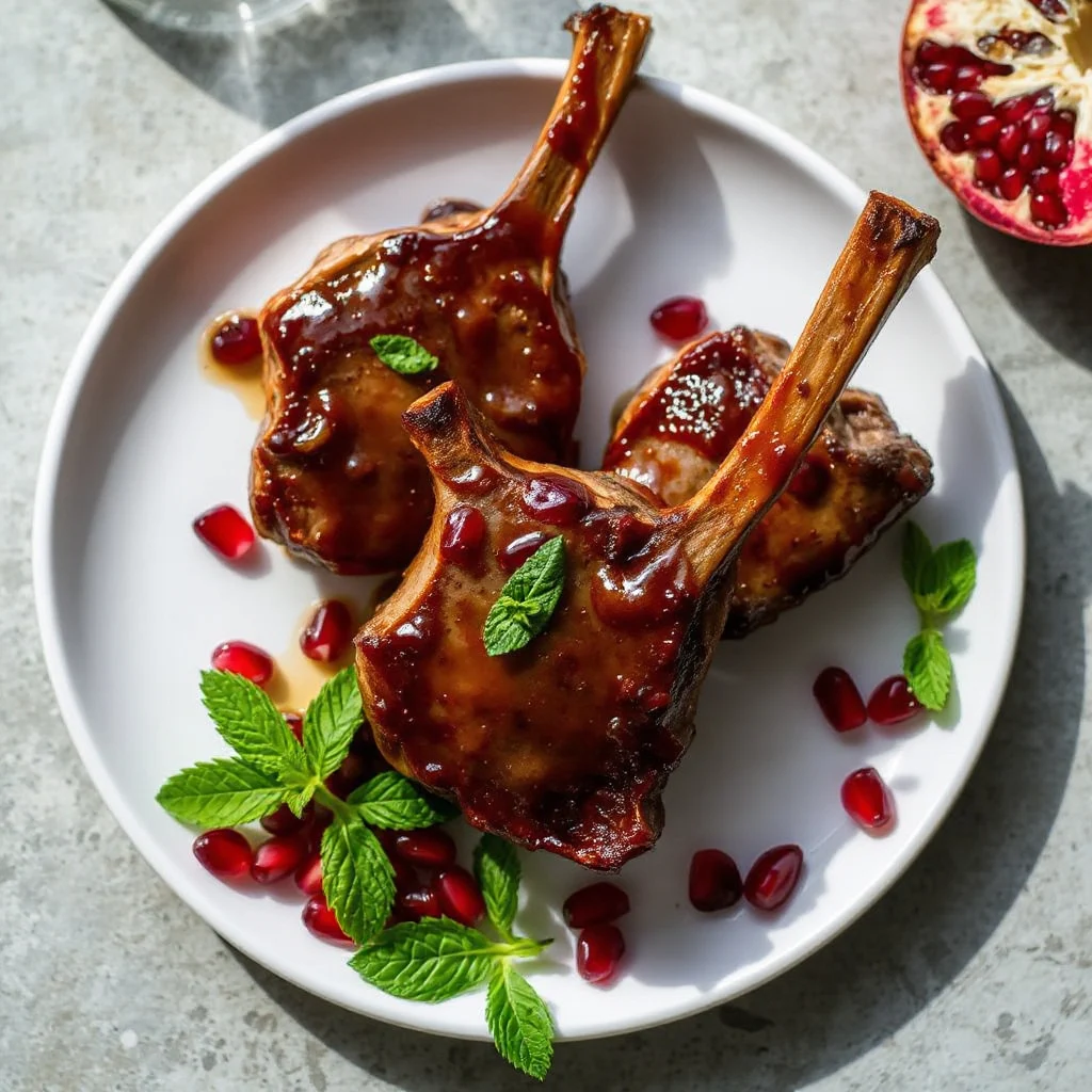 Rosemary-Infused Lamb Chops with Pomegranate Glaze