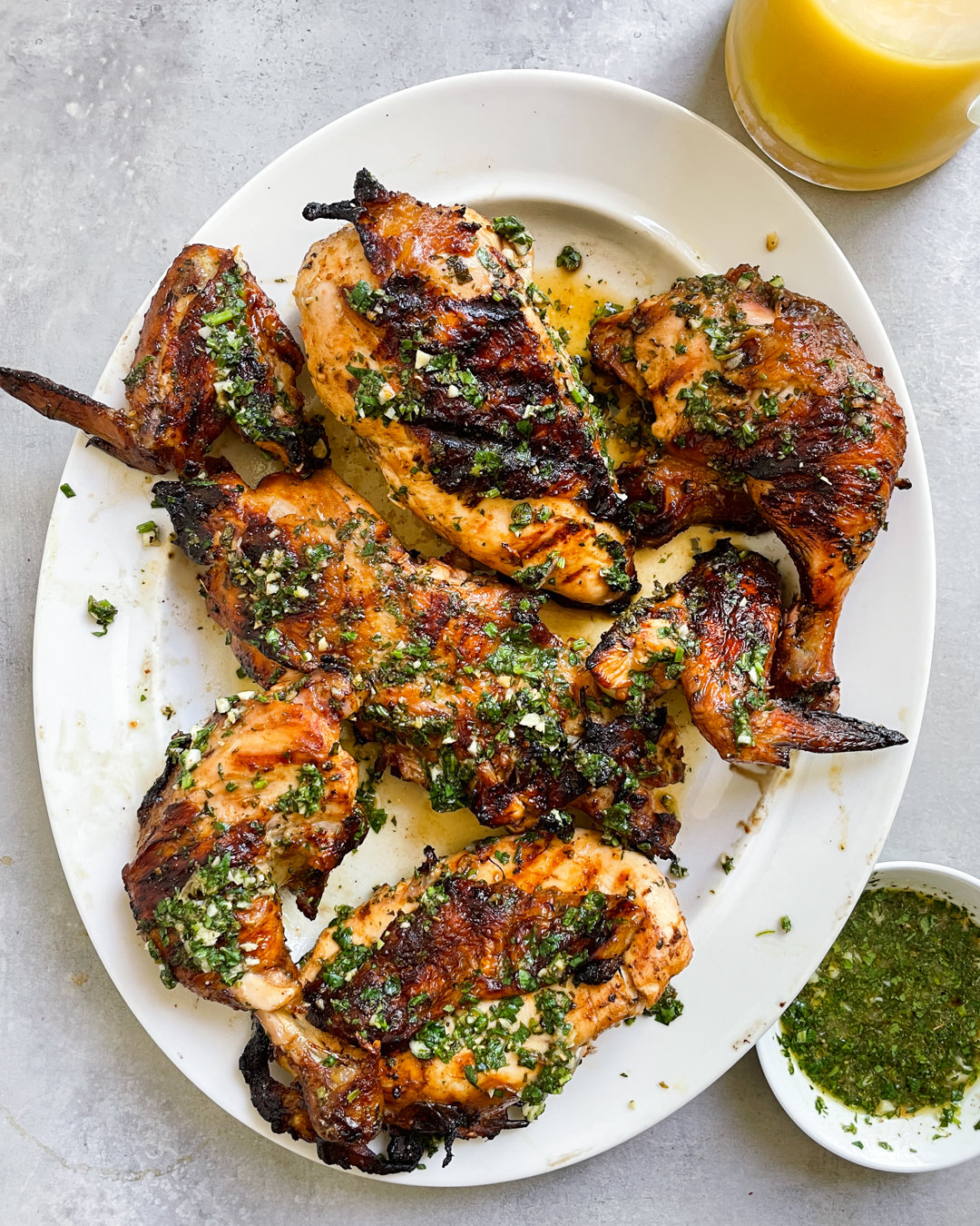 Grilled Mofongo-Stuffed Chicken with Garlic Mojo Sauce
