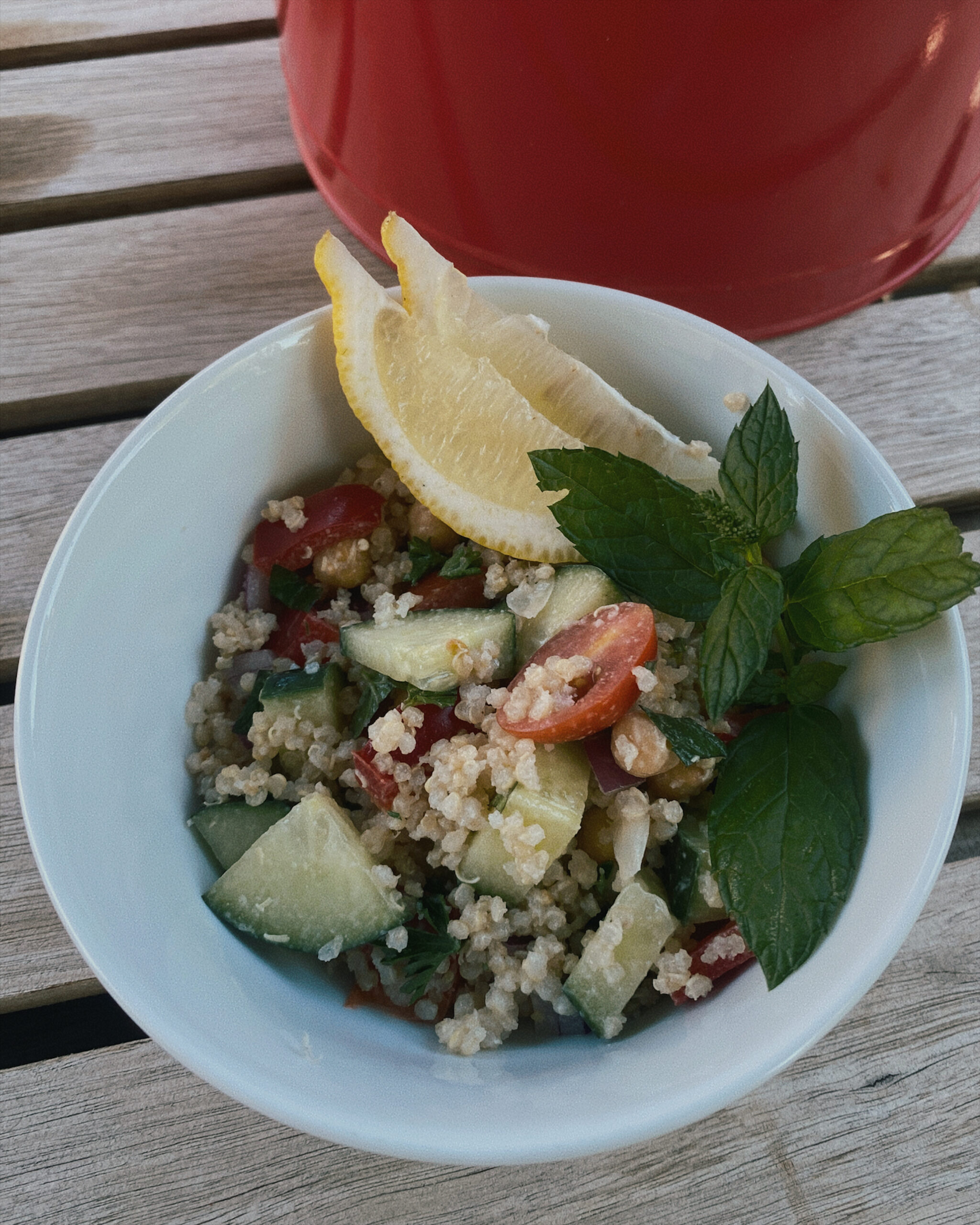 Fiber-Rich Quinoa Salad with Roasted Vegetables and Lemon-Tahini Dressing