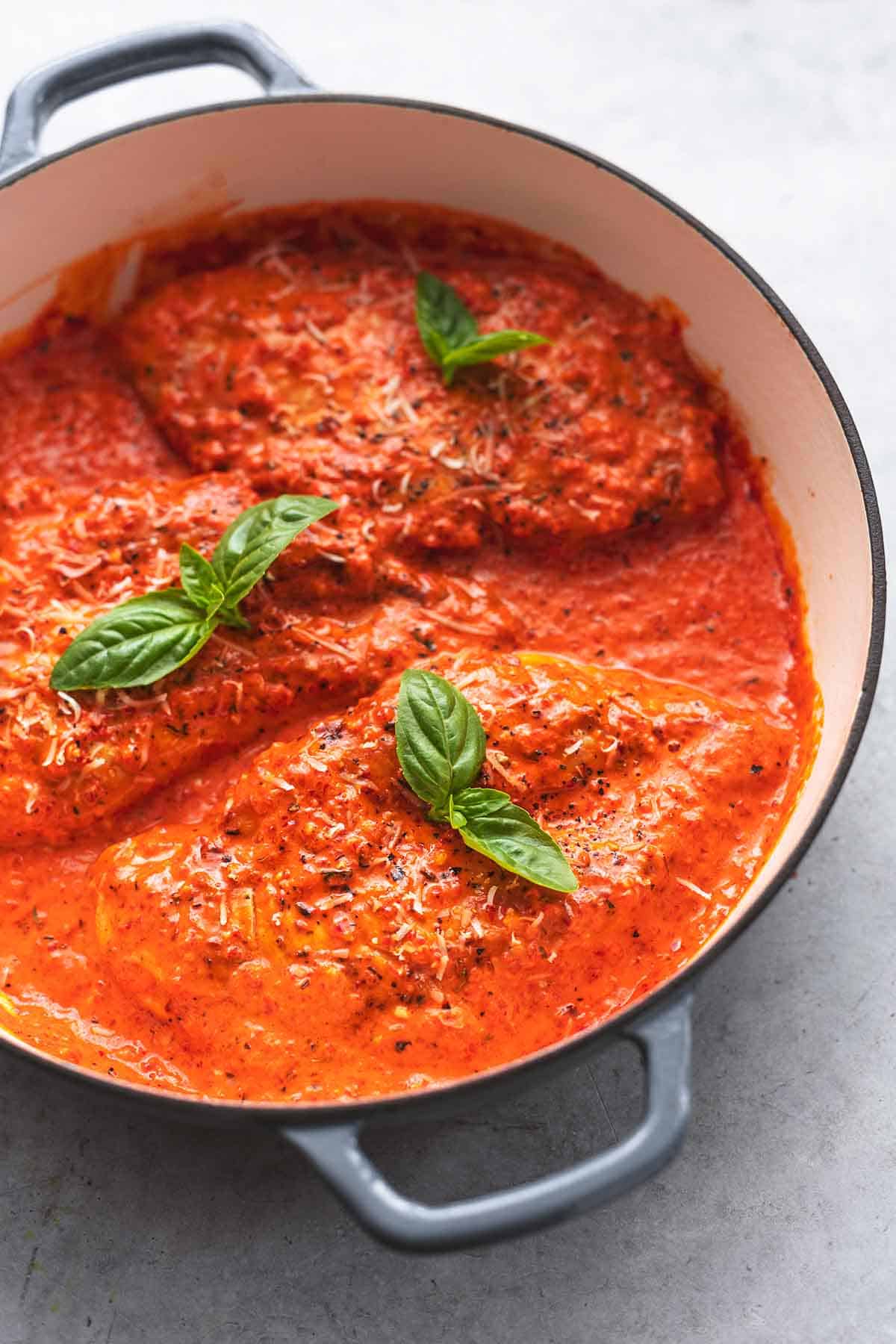 Sautéed Chicken with Roasted Red Pepper and Herb Pan Sauce
