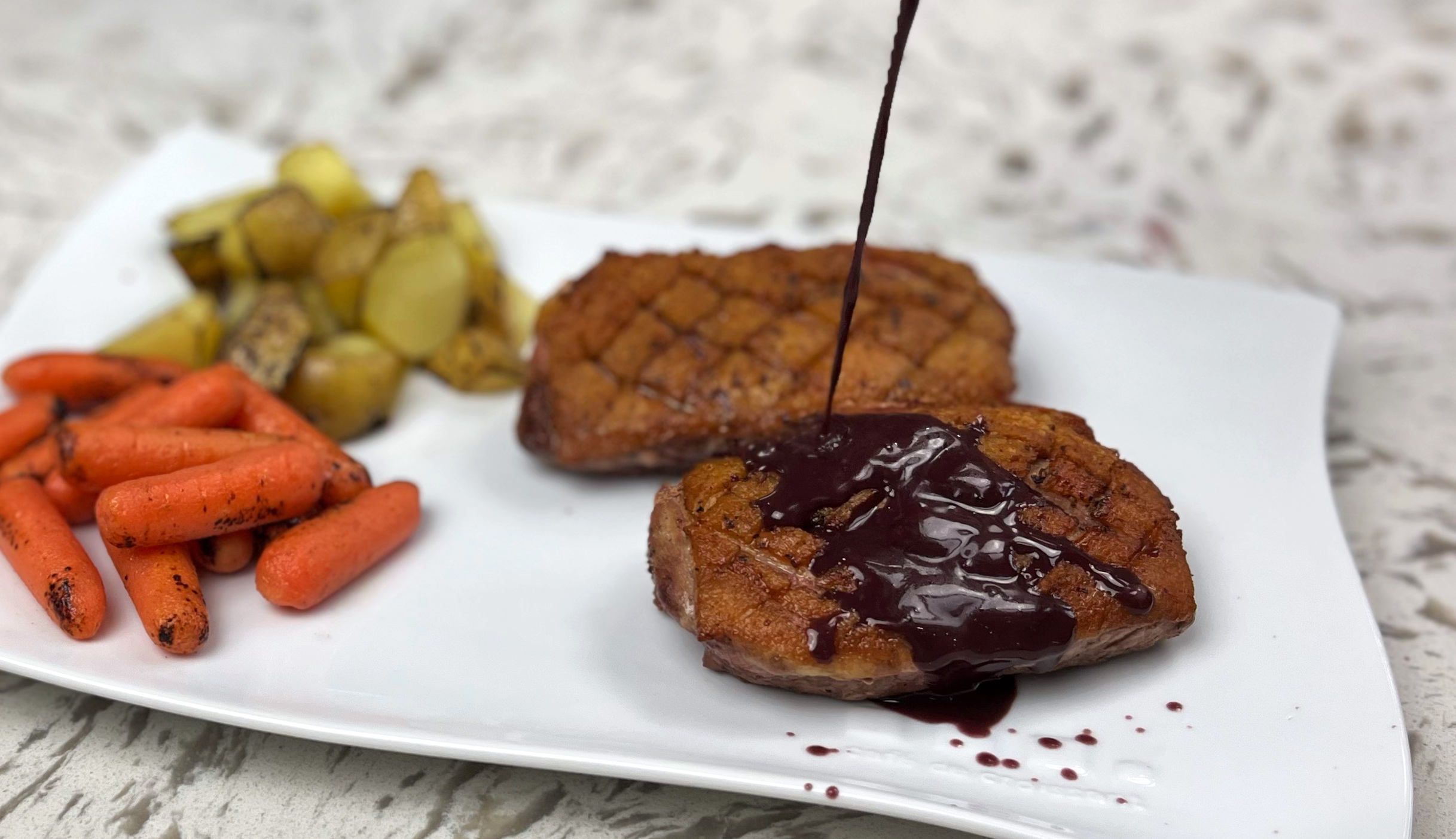 Pan-Seared French Duck Breast with Red Wine Reduction