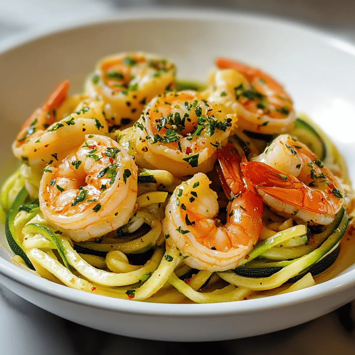 Sautéed Garlic-Ginger Shrimp with Zucchini Noodles