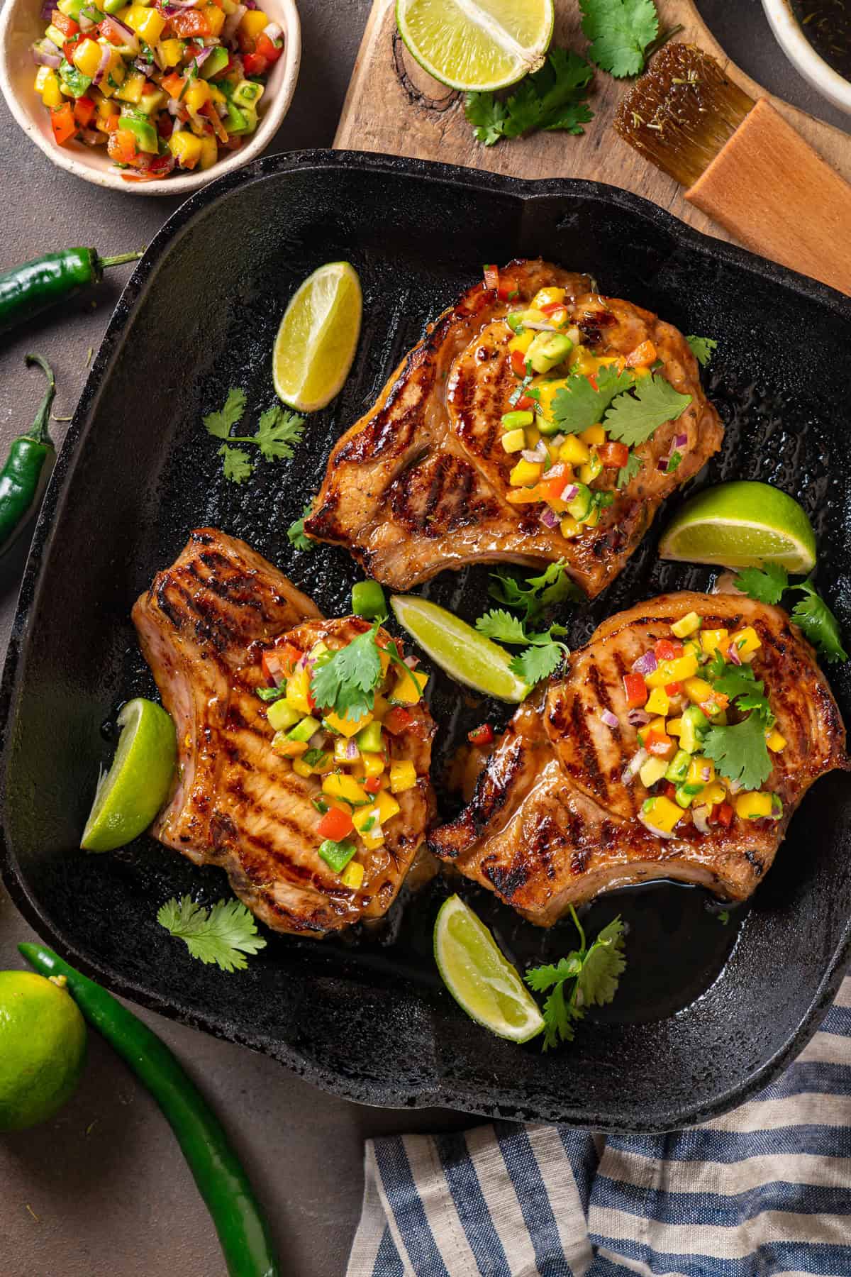 Pan-Seared Pork Chops with Mango and Cilantro Salsa