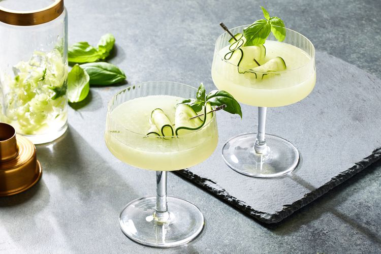 Cucumber Basil Gin Martini with Fresh Herb Infusion