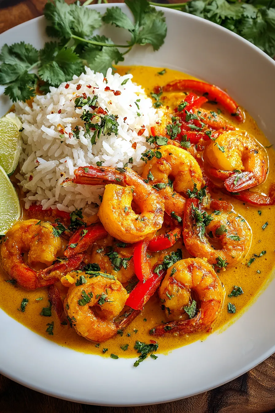 Rich Coconut Curry Shrimp with Spinach