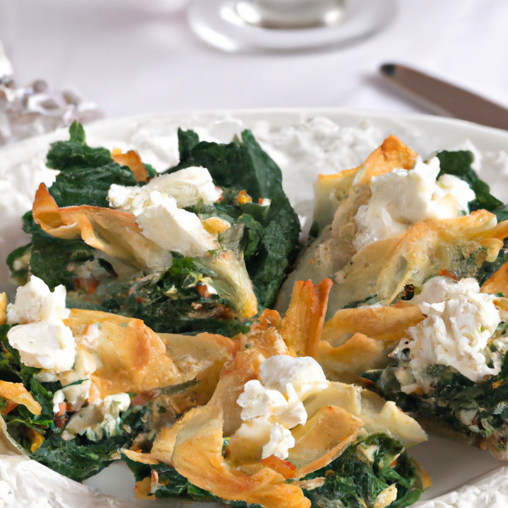 Baked Phyllo Triangles with Spinach, Feta, and Dill